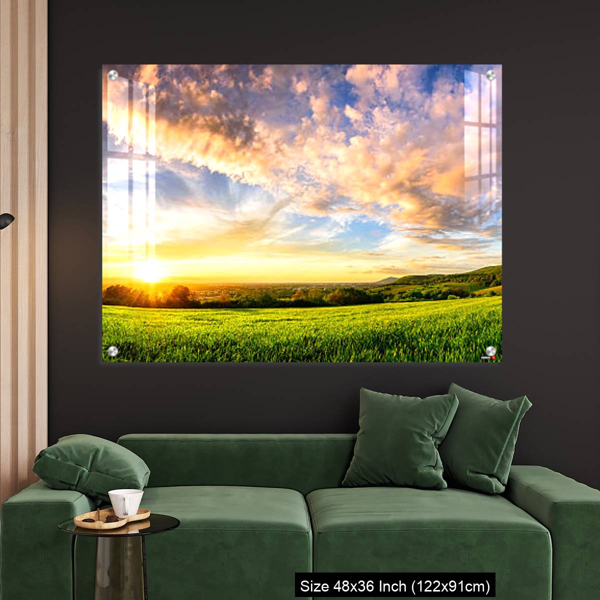 OMGs Acrylic Wall Decor – Panorama of colourful sunset on a green meadow - Image 4