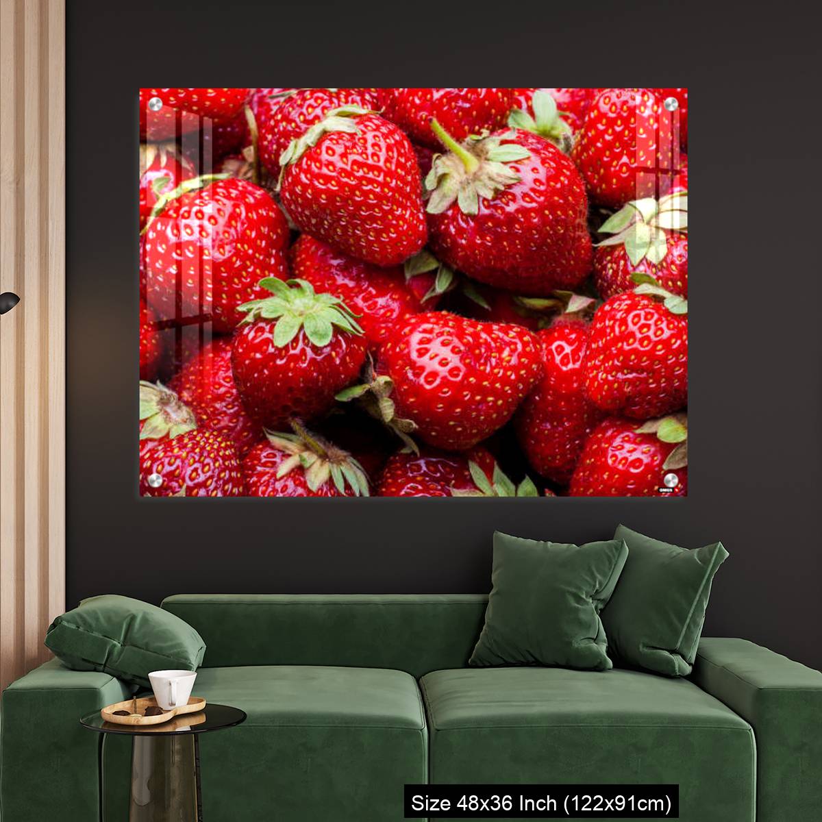 OMGs Acrylic Wall Decor – Ripe organic strawberries full frame background - Image 4