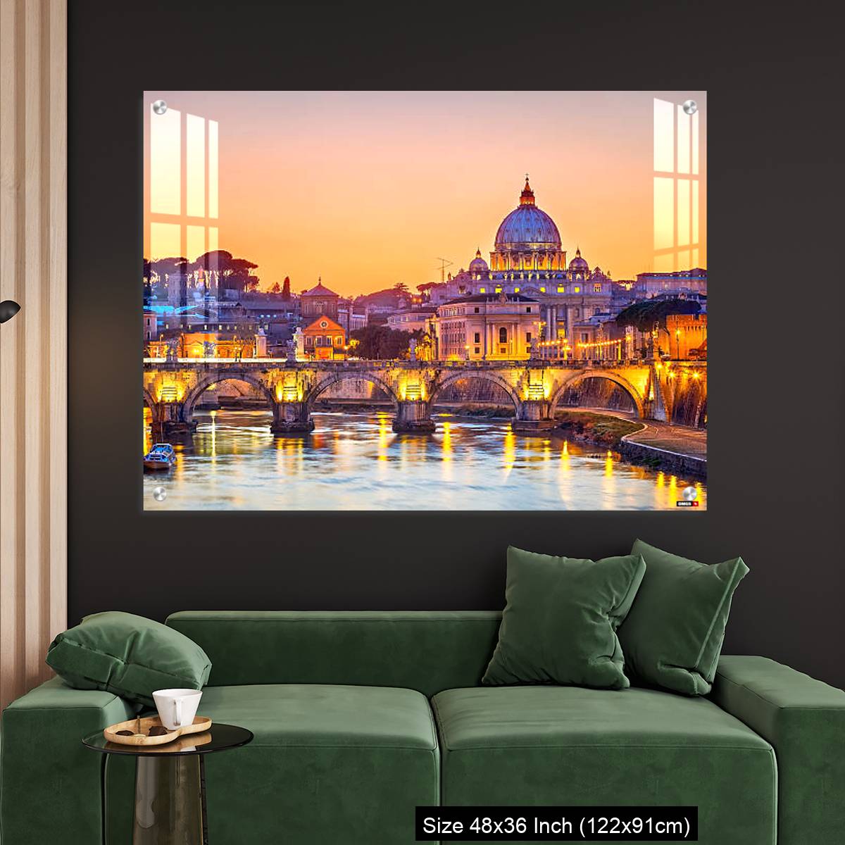 OMGs Acrylic Wall Decor – View on Tiber and St. Peter's cathedral at night, Rome - Image 4