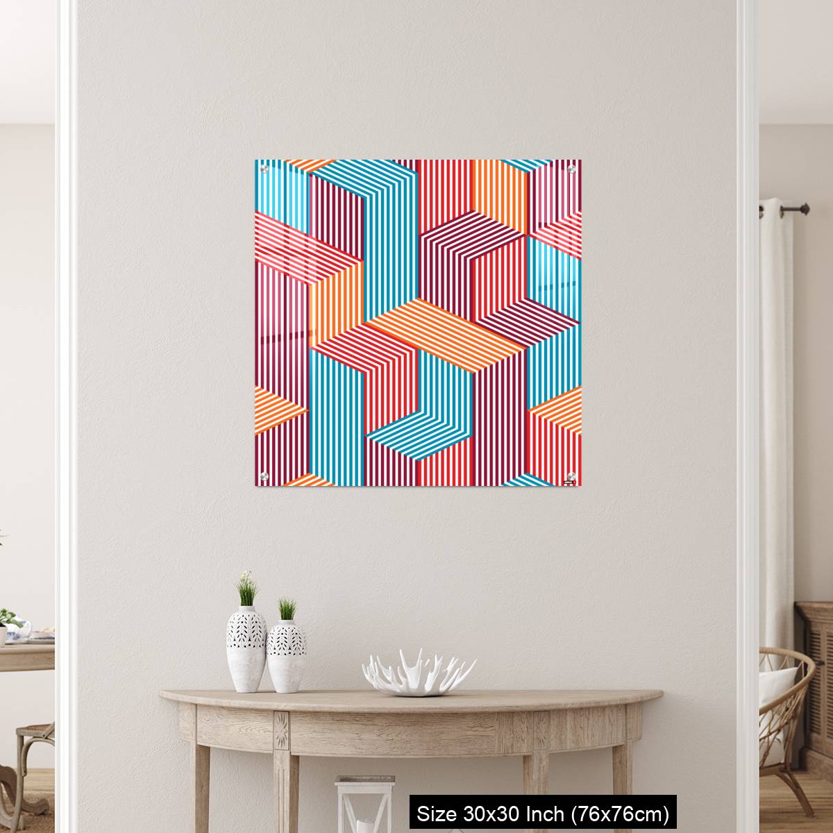 OMGs Acrylic Wall Decor – 3D dimensional lined cubes seamless pattern, geometric endless texture with lines and boxes - Image 5