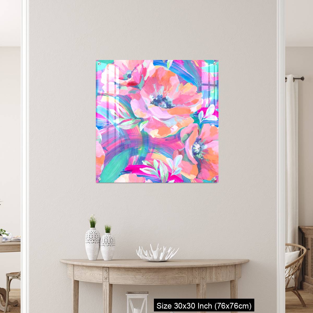 OMGs Acrylic Wall Decor – Acrylic flowers, leaves, paint smears seamless pattern. - Image 5