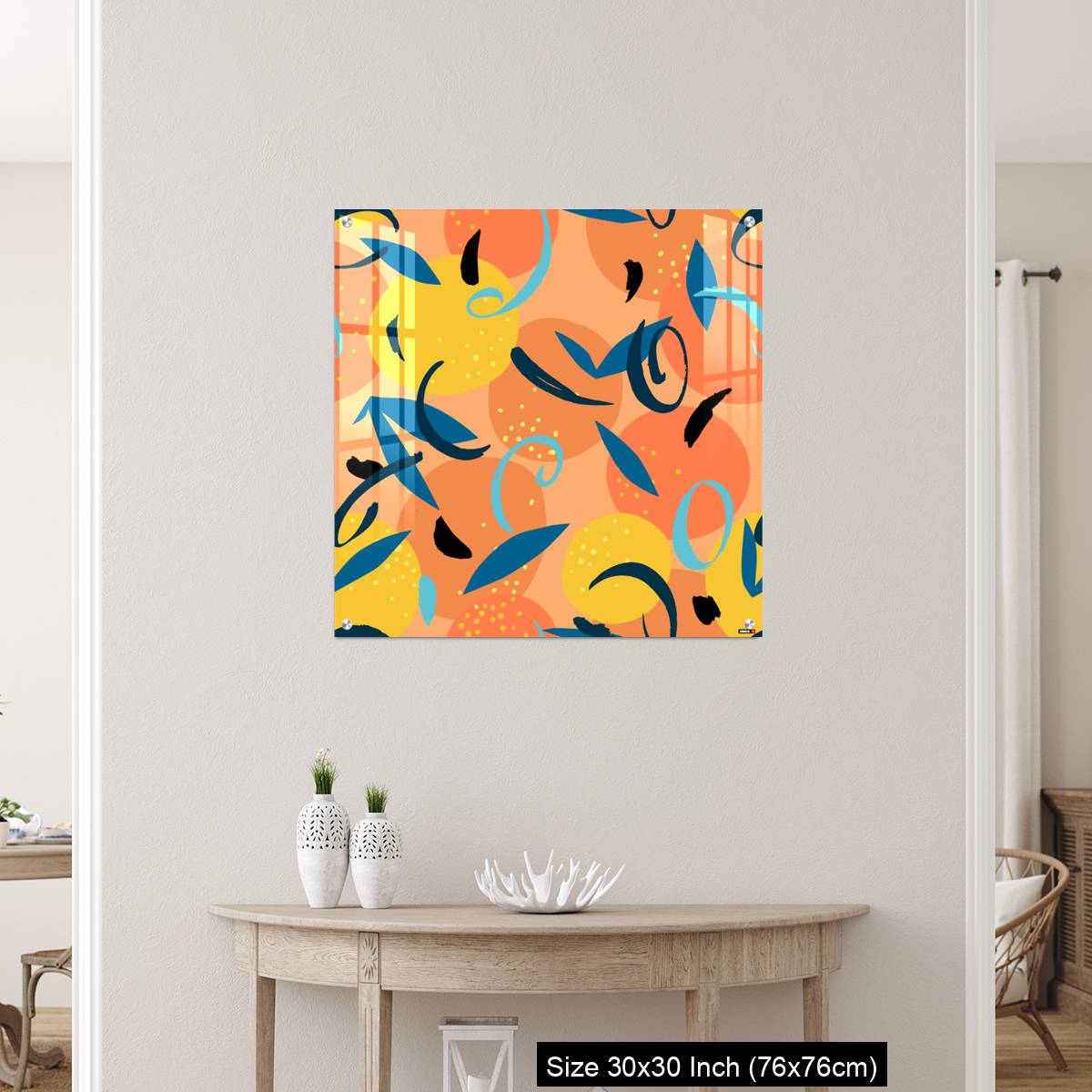 OMGs Acrylic Wall Decor – Floral Fruit seamless pattern made of oranges with leaves - Image 5