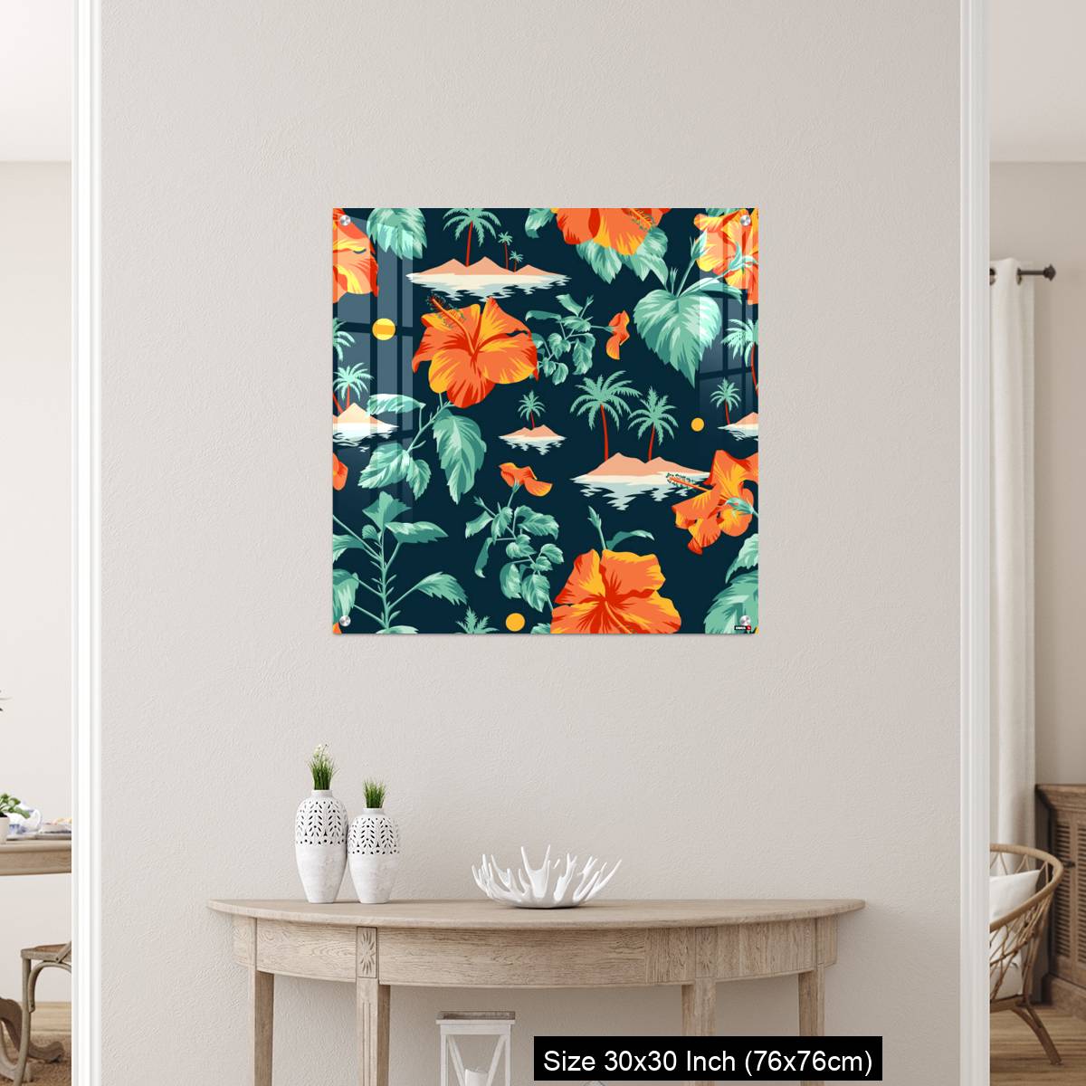 OMGs Acrylic Wall Decor – Floral seamless pattern with Chinese Hibiscus rose flowers. - Image 5