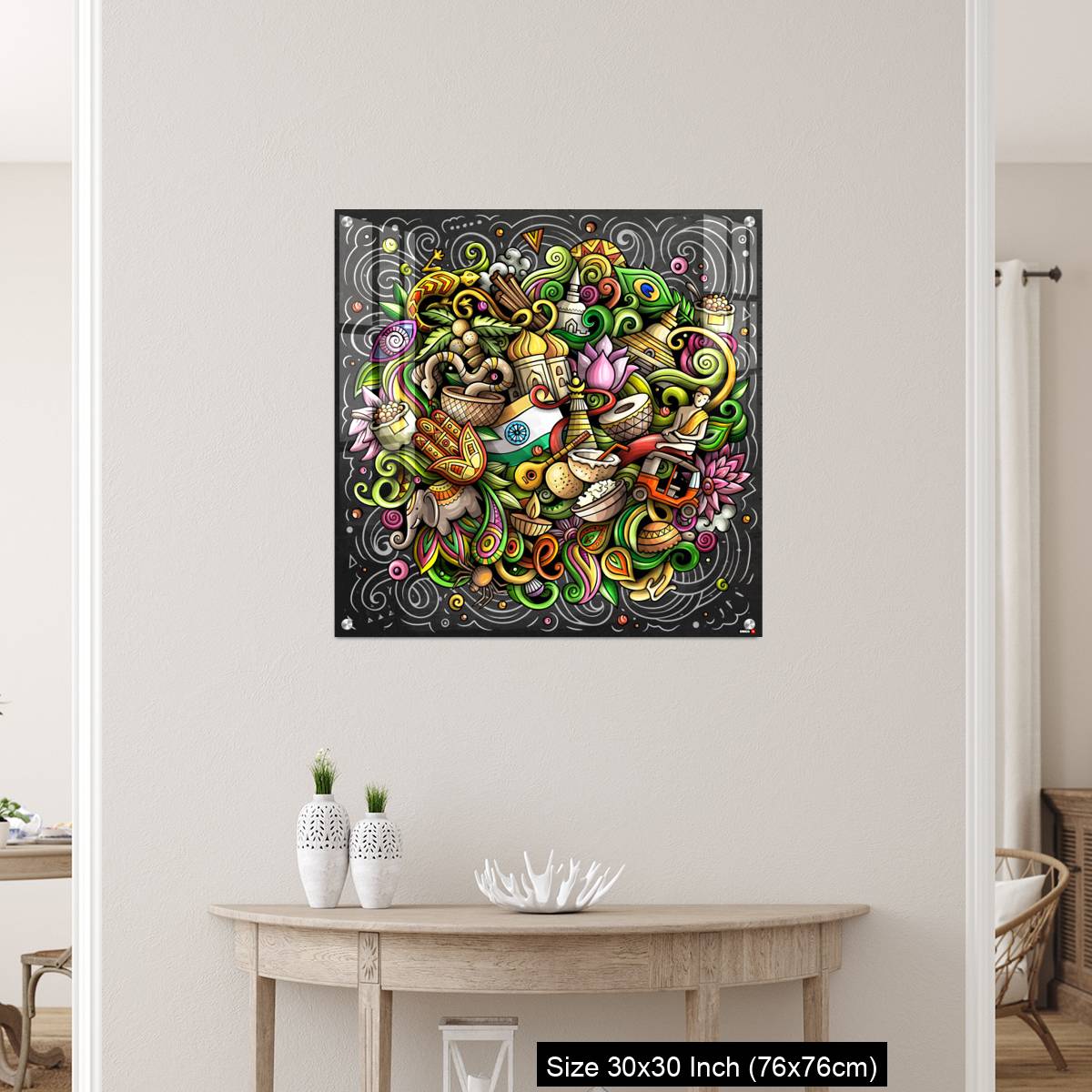OMGs Acrylic Wall Decor – India hand drawn cartoon doodles - Image 5