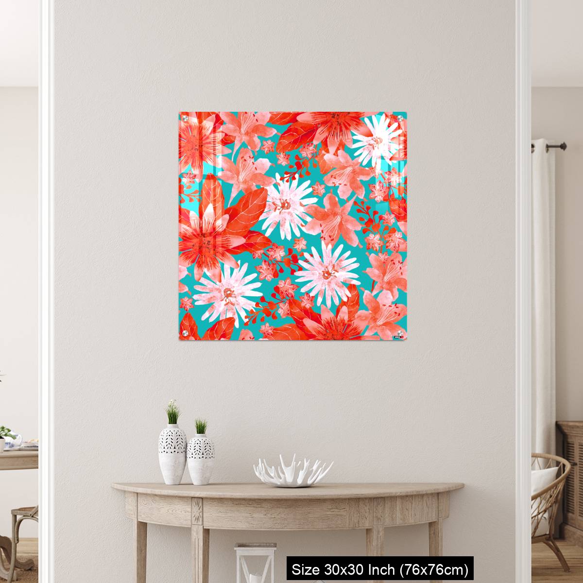 OMGs Acrylic Wall Decor – Seamless pattern with Assorted Red Flowers - Image 5