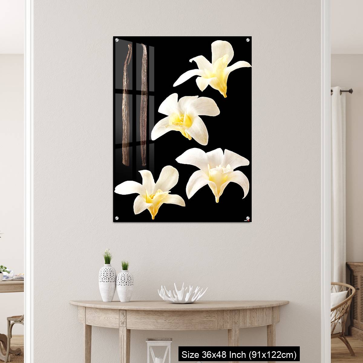 OMGs Acrylic Wall Decor – Vanilla flowers and stick isolated on black background - Image 5