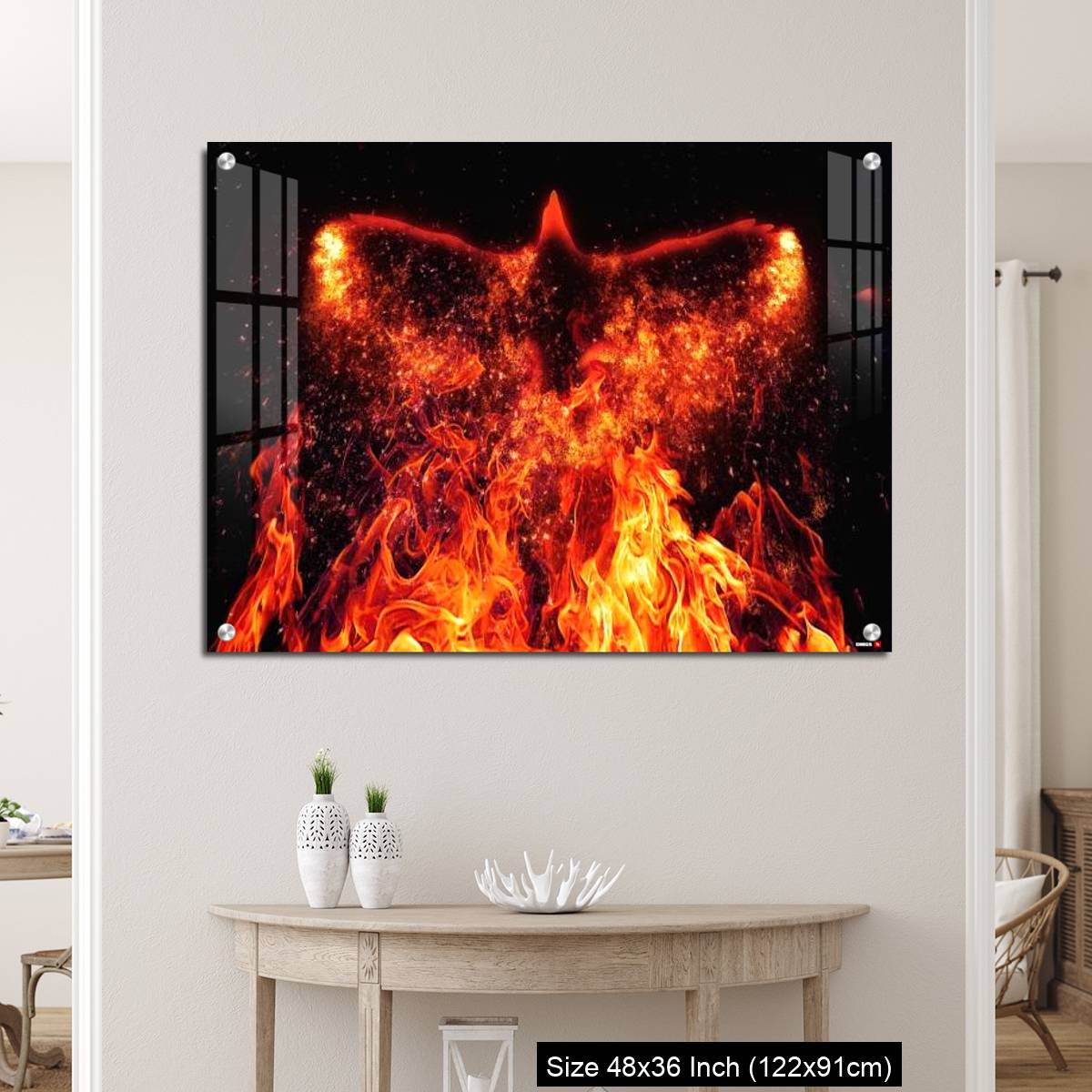 OMGs Acrylic Wall Decor – A firebird flapping its wings in the dark - Image 5