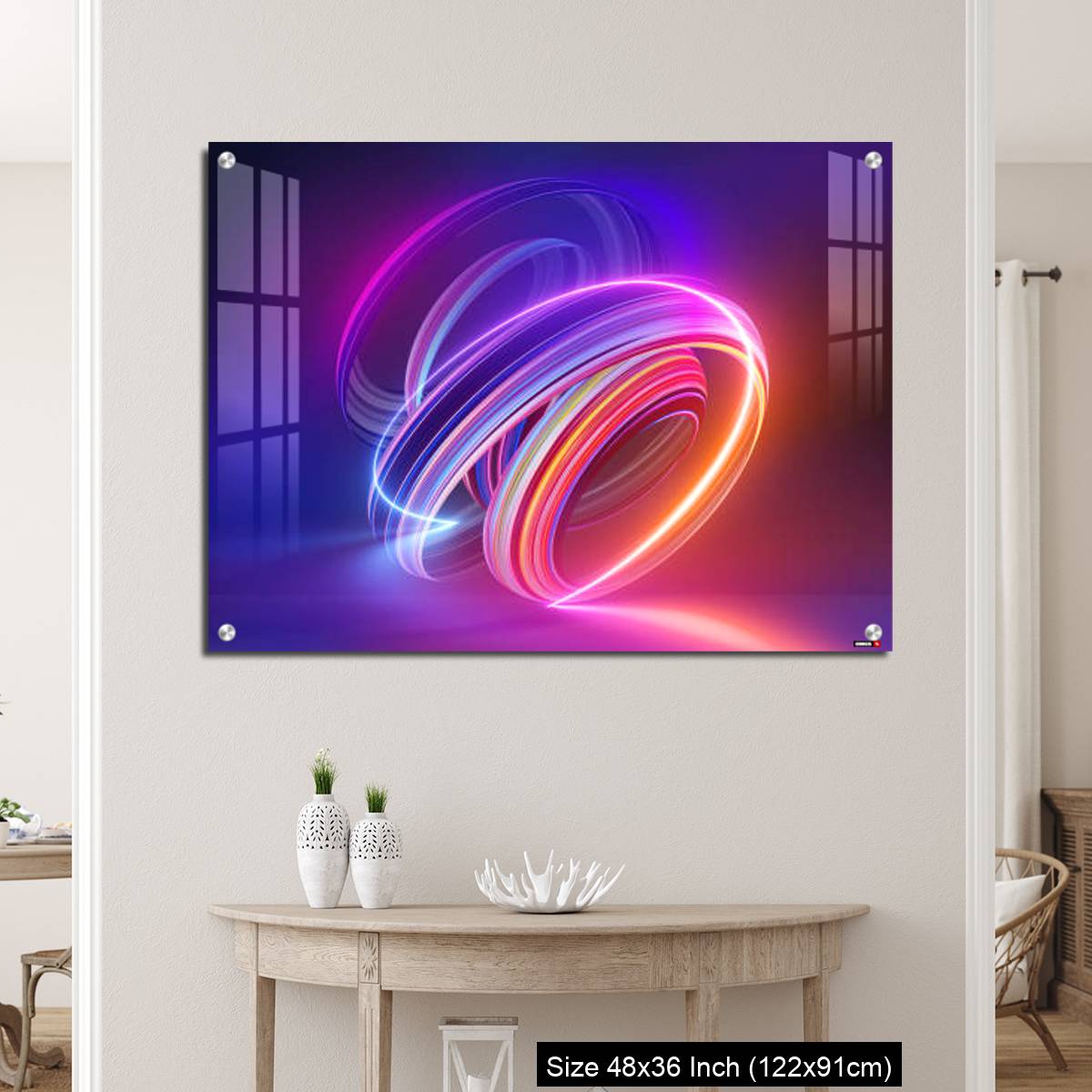 OMGs Acrylic Wall Decor – Colorful background with abstract shape glowing in ultraviolet spectrum, curvy neon lines - Image 5