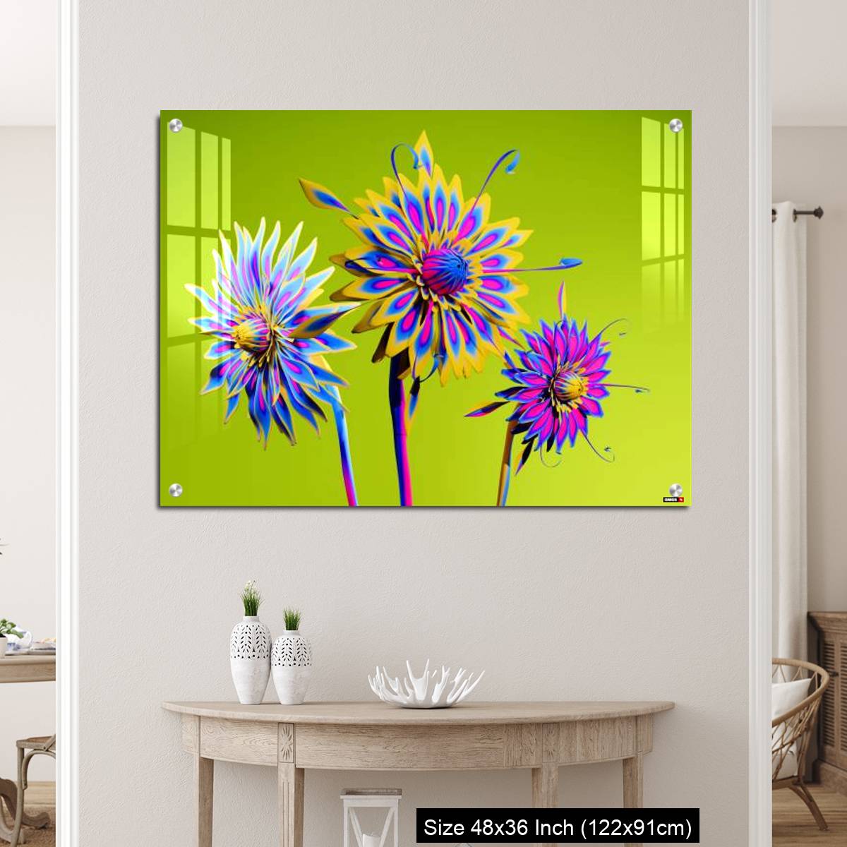 OMGs Acrylic Wall Decor – Artificial Multicolor CGI Abstract flowers_stock photo - Image 5