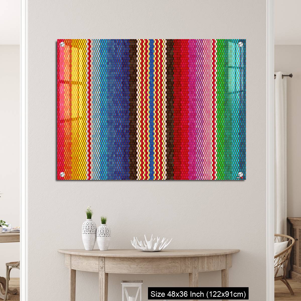 OMGs Acrylic Wall Decor – Background for Cinco de Mayo party decor or ethnic mexican fabric pattern with colorful stripes. - Image 5