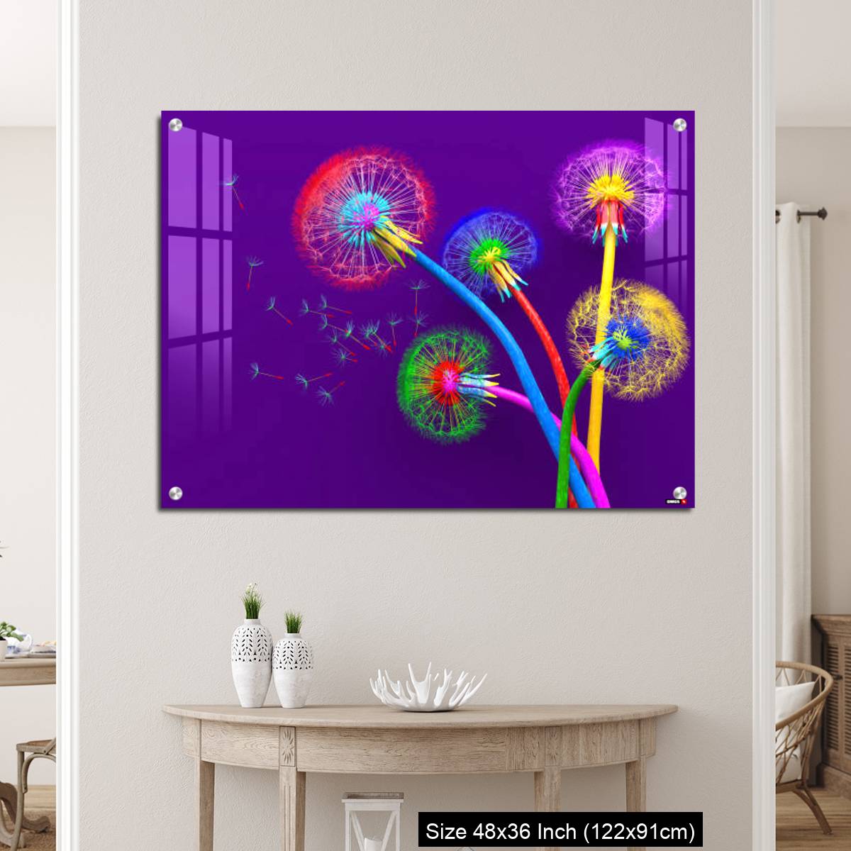 OMGs Acrylic Wall Decor – Bouquet of five flowers of blossoming dandelions of unusual colorful colors - Image 5