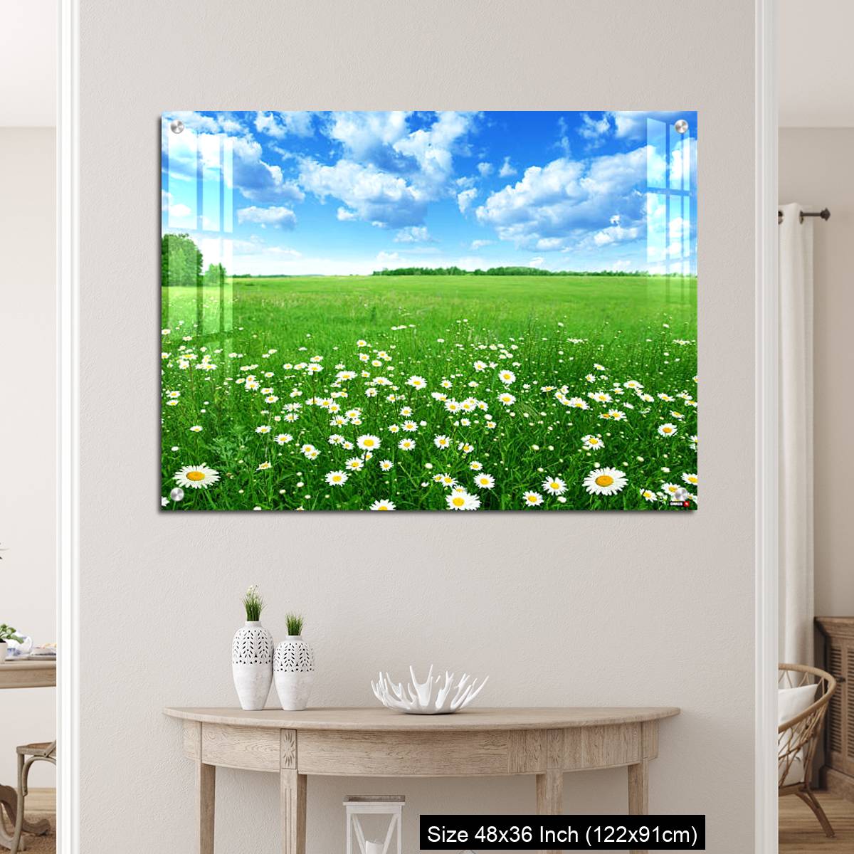 OMGs Acrylic Wall Decor – Field with white daisies under blue sky. - Image 5