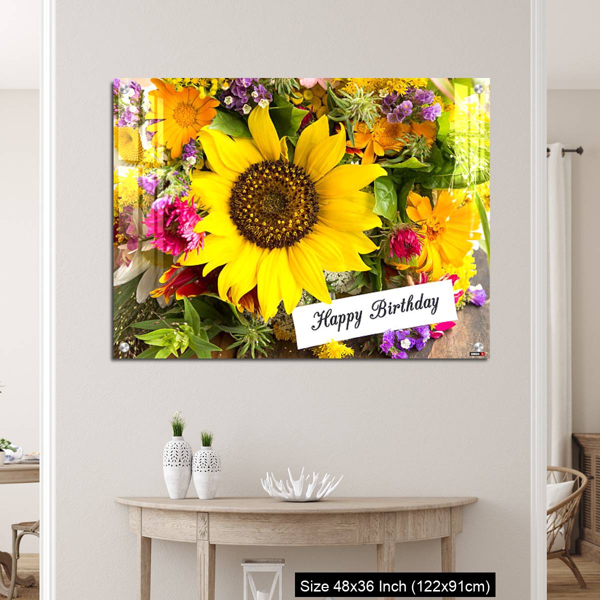 OMGs Acrylic Wall Decor – Happy Birthday Card with Bouquet of Summer Flowers - Image 5
