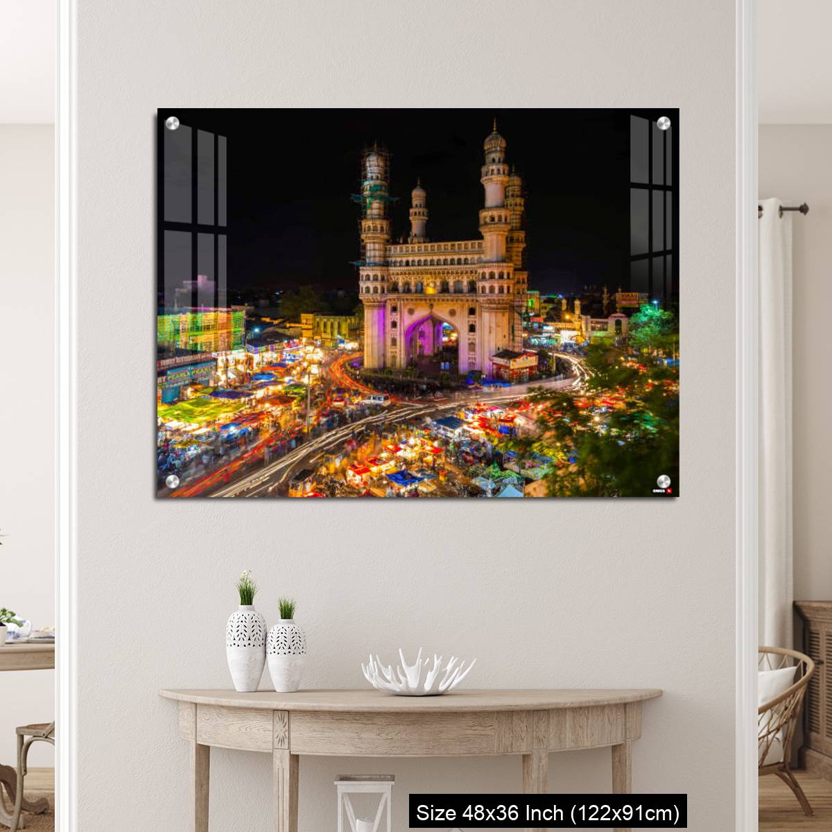 OMGs Acrylic Wall Decor – High Wide Angle View of Charminar in the Night - Image 5
