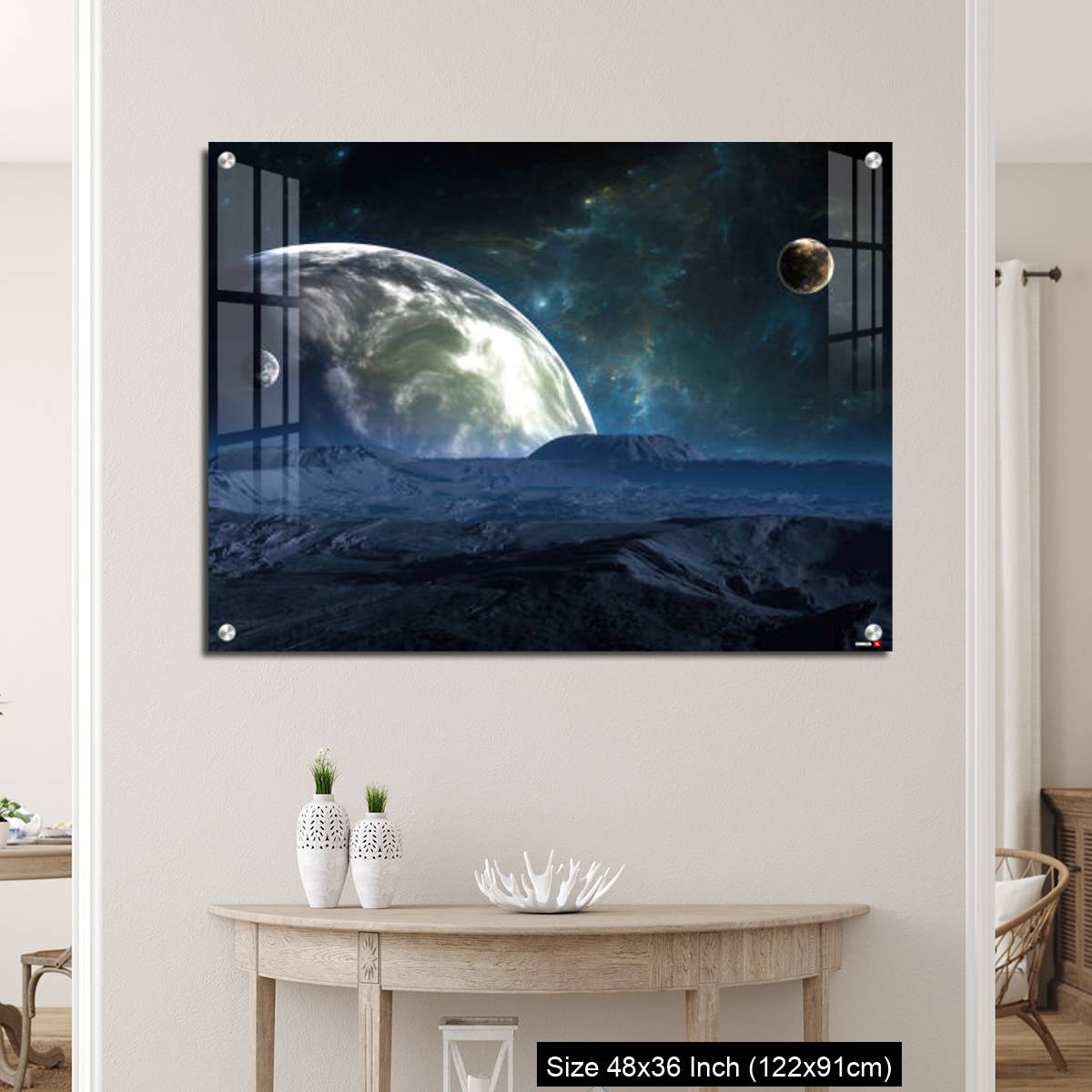 OMGs Acrylic Wall Decor – New Exoplanet or Extrasolar planet with atmosphere and moon - Image 5