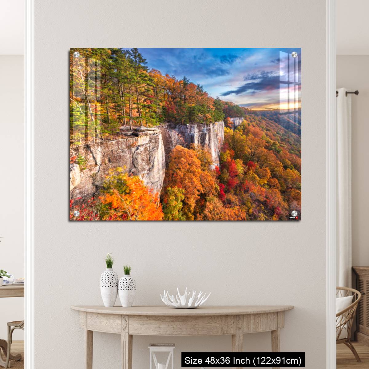 OMGs Acrylic Wall Decor – New River Gorge, West Virgnia, USA autumn morning - Image 5