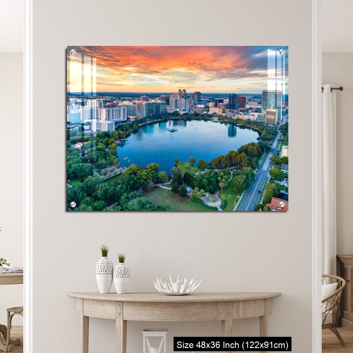 OMGs Acrylic Wall Decor – Orlando, Florida, USA Downtown Drone Skyline Aerial - Image 5