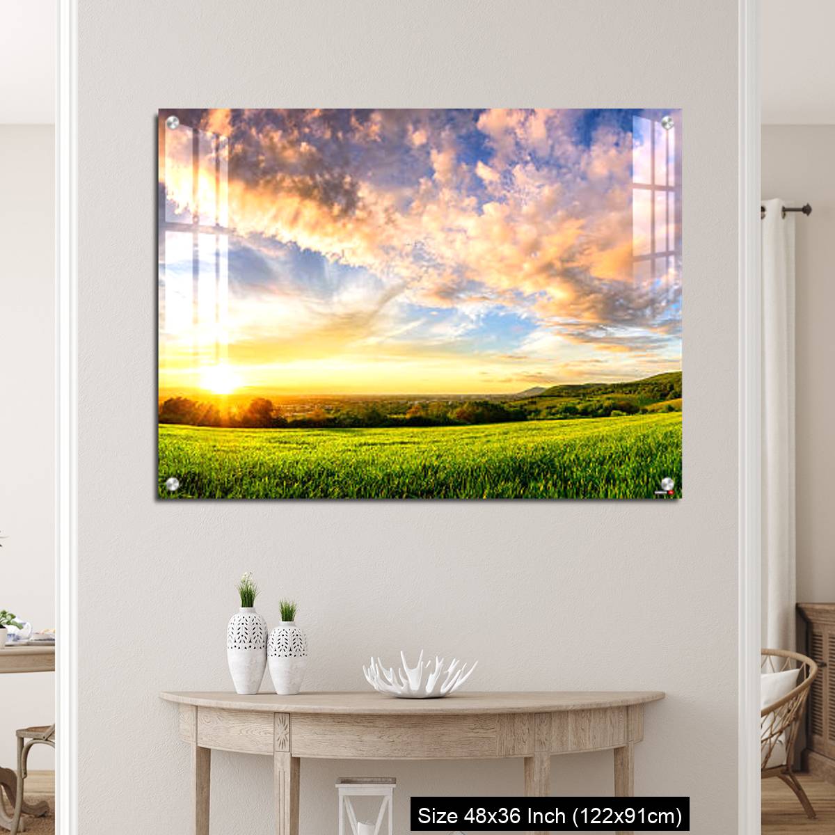 OMGs Acrylic Wall Decor – Panorama of colourful sunset on a green meadow - Image 5