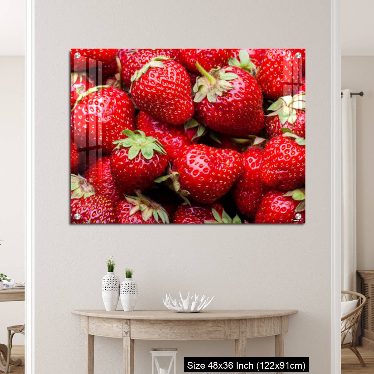 OMGs Acrylic Wall Decor – Ripe organic strawberries full frame background - Image 5