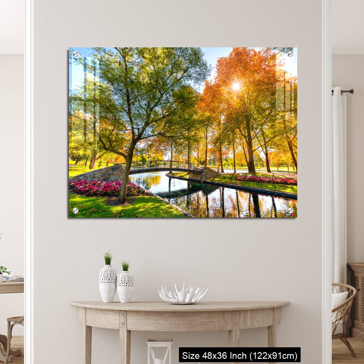 OMGs Acrylic Wall Decor – Rymill Park with bridge over the pond in Adelaide city - Image 5