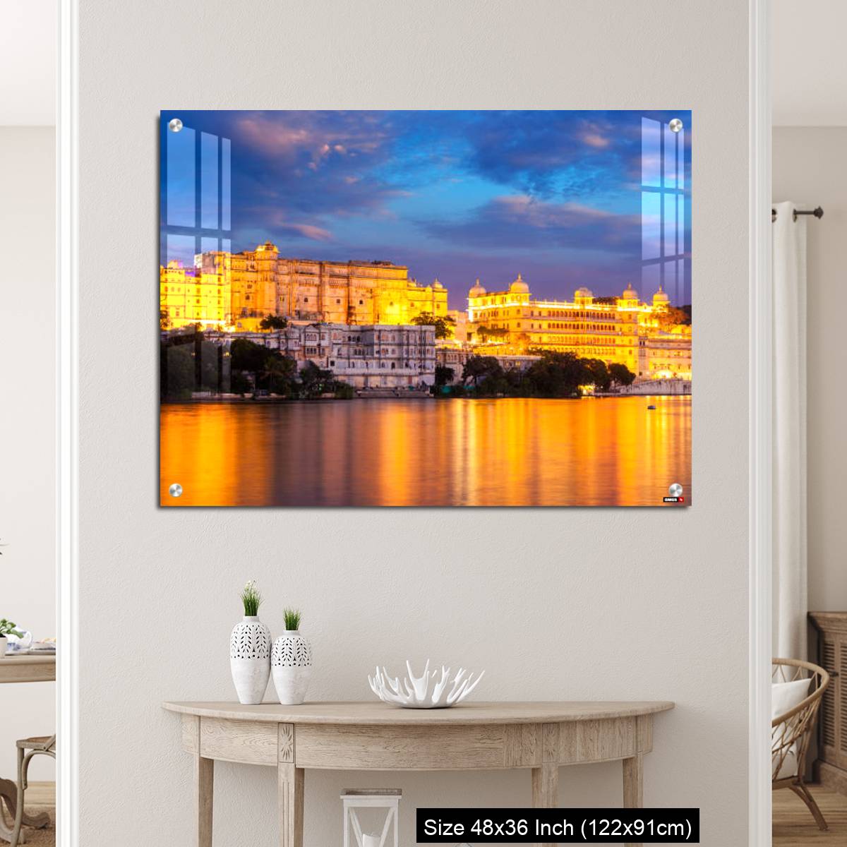 OMGs Acrylic Wall Decor – Udaipur City Palace in the evening view. Udaipur, India - Image 5