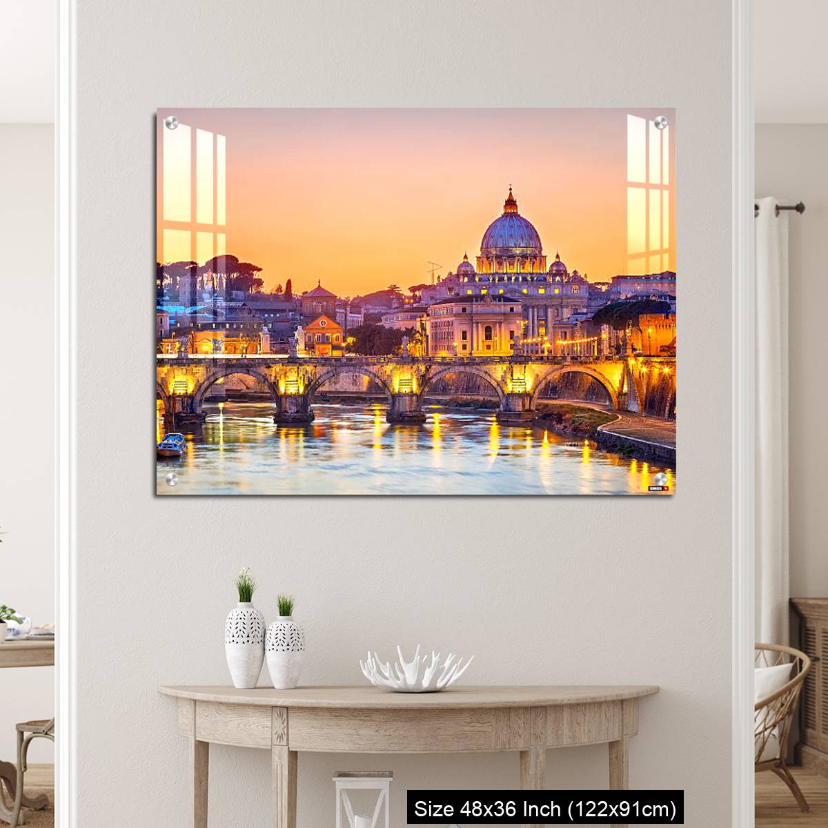 OMGs Acrylic Wall Decor – View on Tiber and St. Peter's cathedral at night, Rome - Image 5