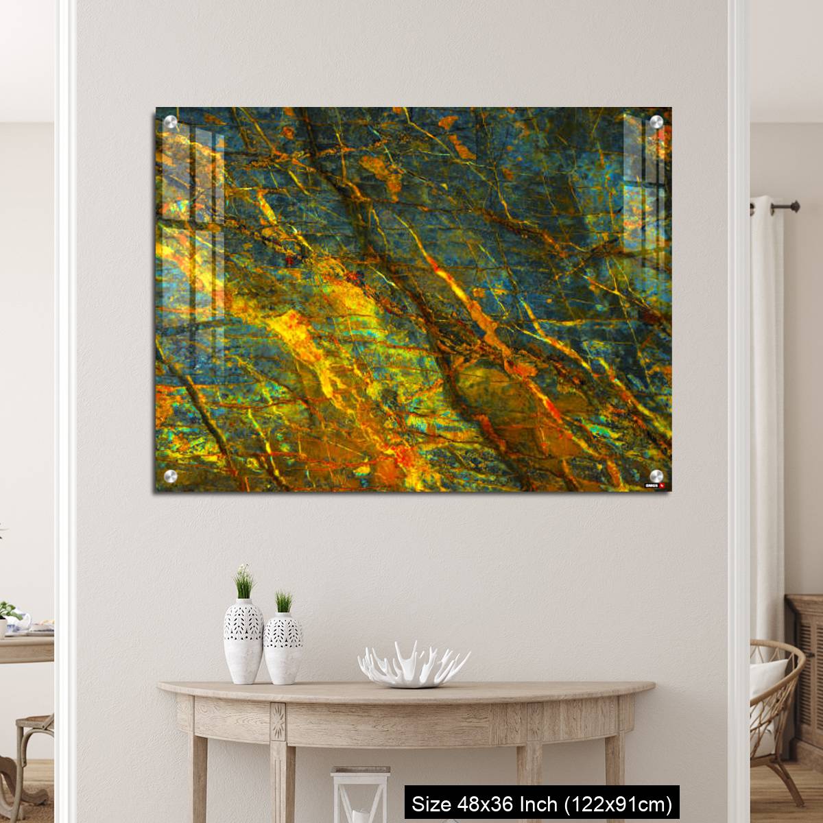 OMGs Acrylic Wall Decor – Yellow orange blue abstract grunge background - Image 5