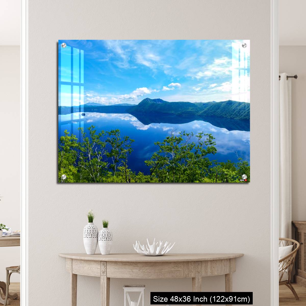 OMGs Acrylic Wall Decor – panoramic view of a lake reflecting sky. Lake Mashu,Akan National Park,Japan. - Image 5