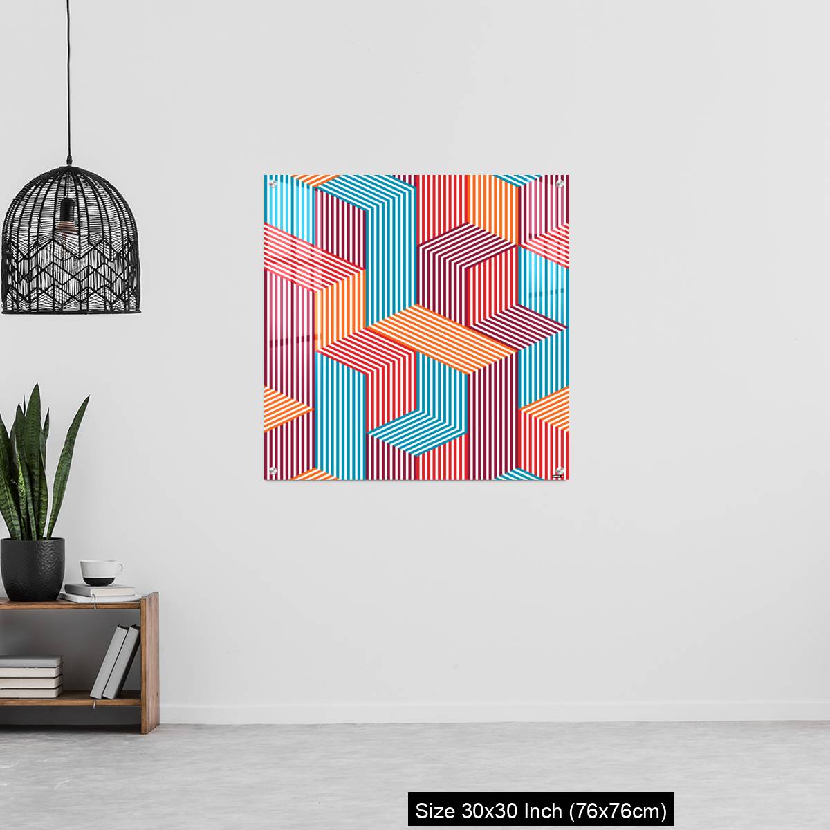 OMGs Acrylic Wall Decor – 3D dimensional lined cubes seamless pattern, geometric endless texture with lines and boxes - Image 6