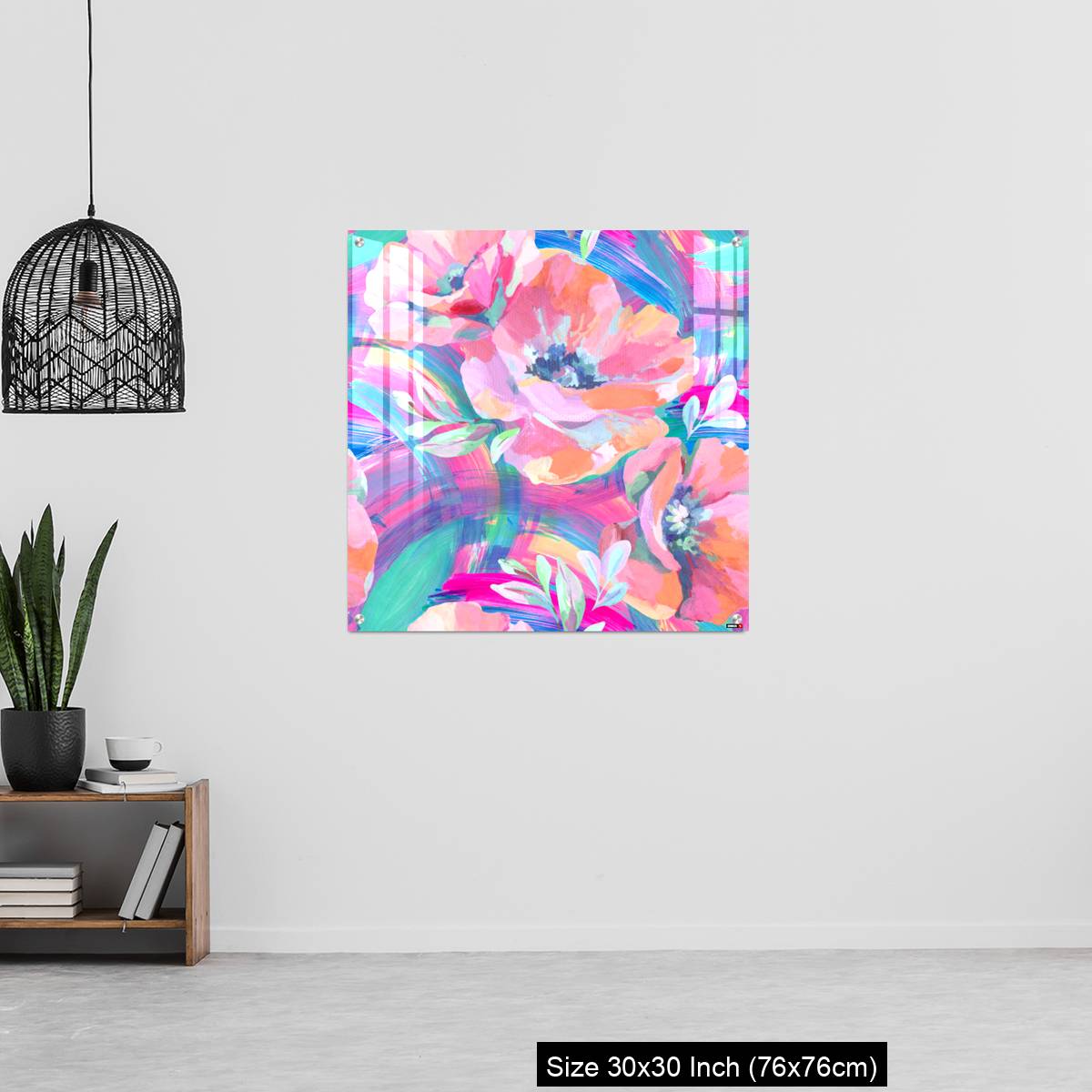 OMGs Acrylic Wall Decor – Acrylic flowers, leaves, paint smears seamless pattern. - Image 6