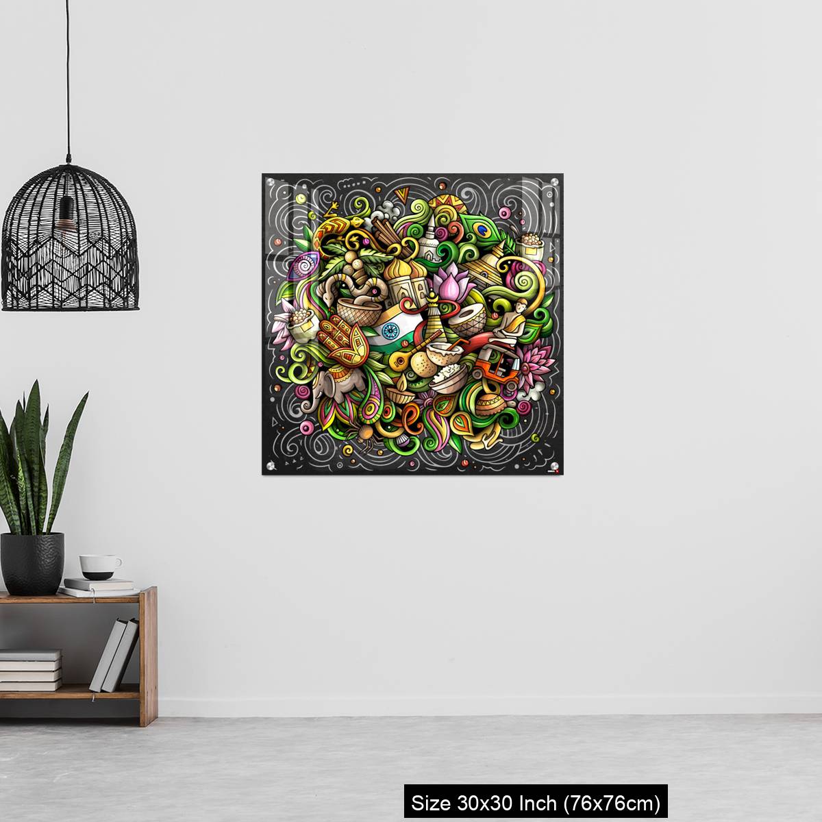 OMGs Acrylic Wall Decor – India hand drawn cartoon doodles - Image 6