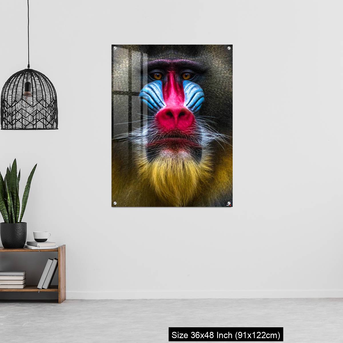 OMGs Acrylic Wall Decor – Full colors rainbow of mandrill monkey face - Image 6