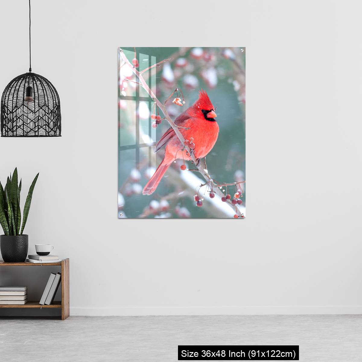 OMGs Acrylic Wall Decor – Northern Cardinal and light snow in winter - Image 6