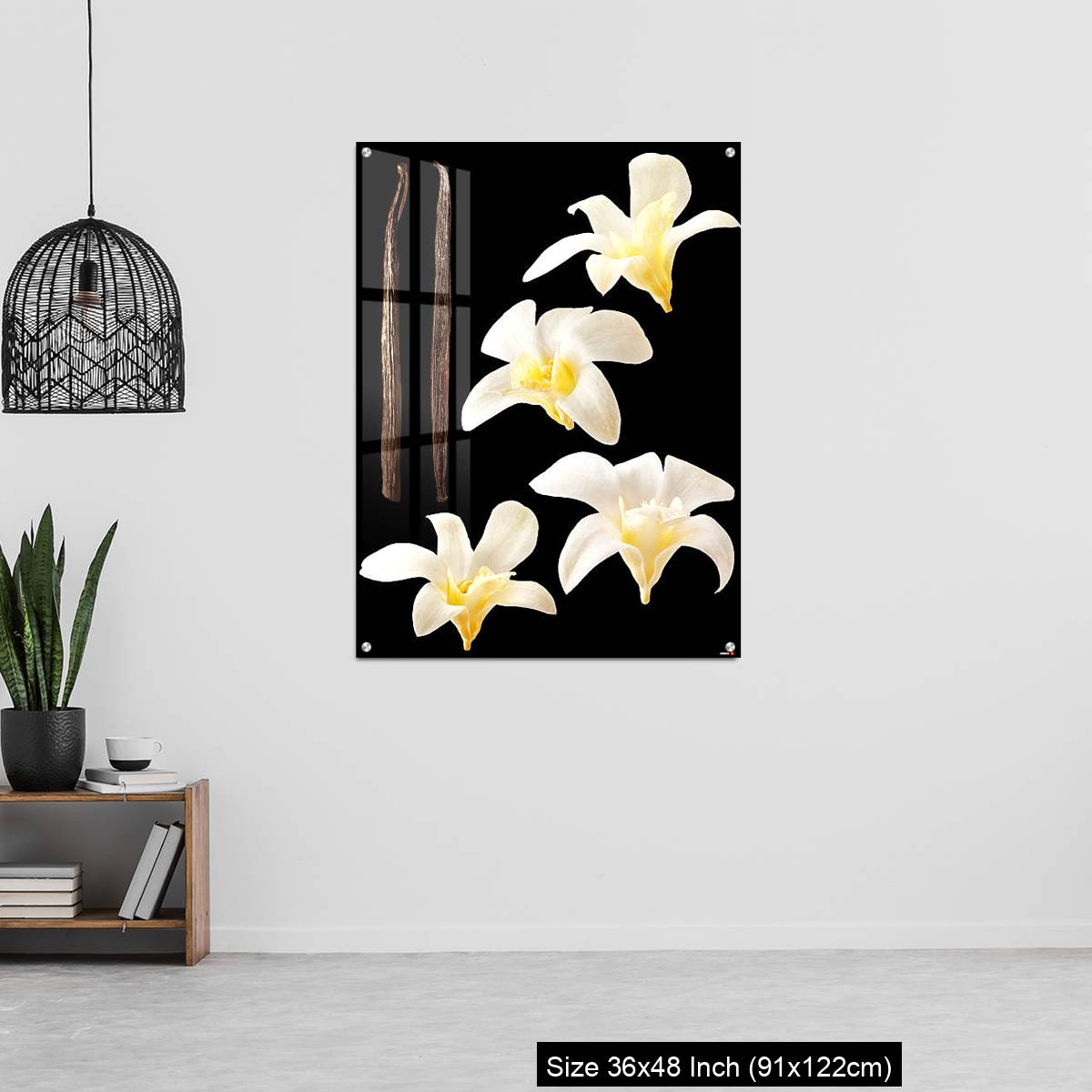 OMGs Acrylic Wall Decor – Vanilla flowers and stick isolated on black background - Image 6