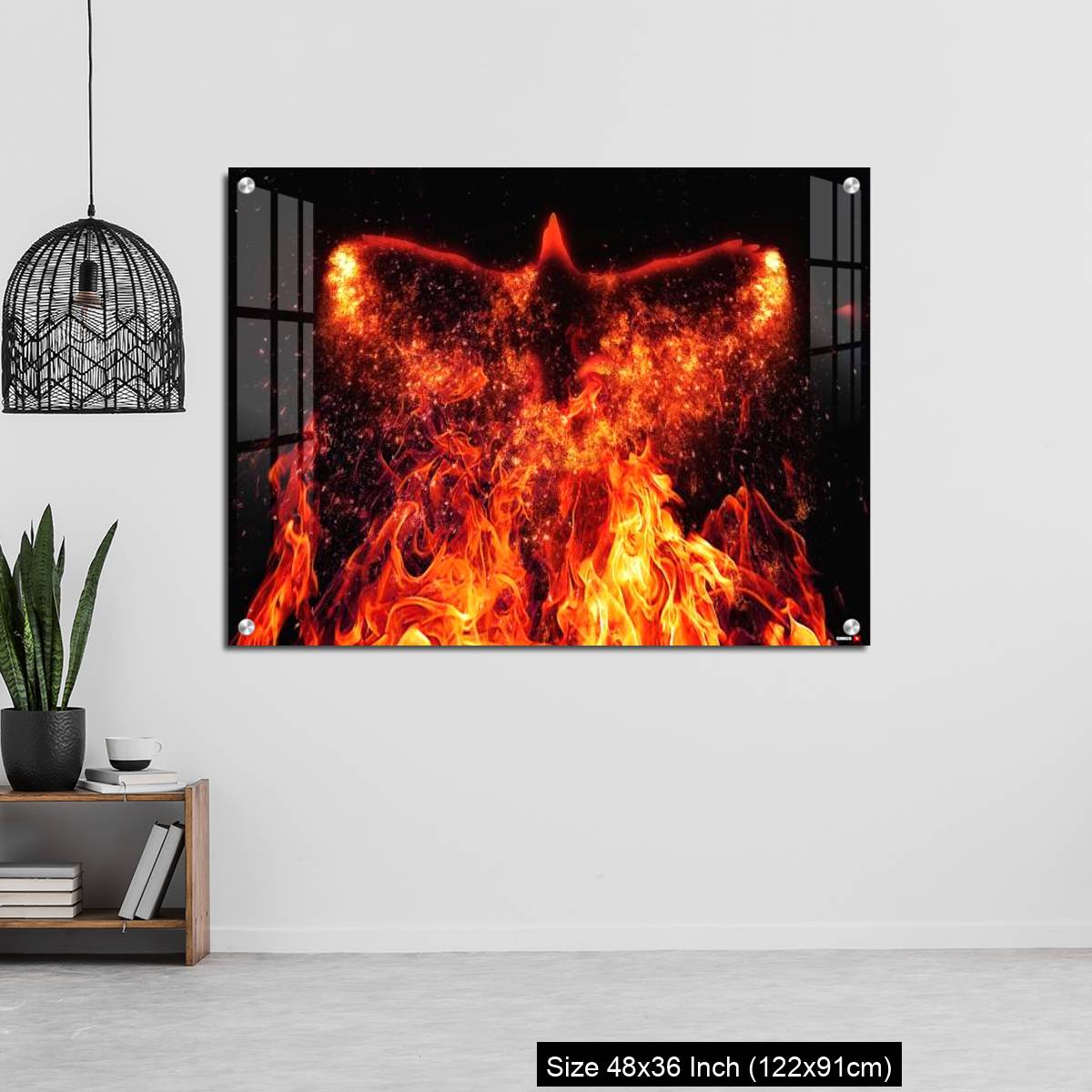 OMGs Acrylic Wall Decor – A firebird flapping its wings in the dark - Image 6