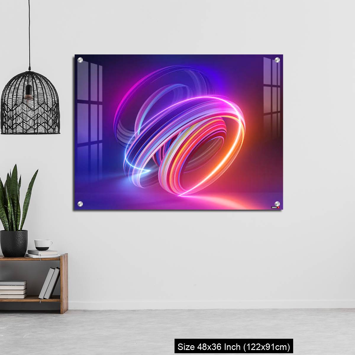 OMGs Acrylic Wall Decor – Colorful background with abstract shape glowing in ultraviolet spectrum, curvy neon lines - Image 6