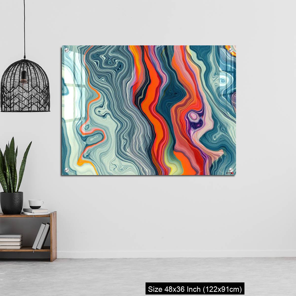 OMGs Acrylic Wall Decor – Abstract Marble Waves Acrylic Background. Gray Orange Marbling Texture. Agate Ripple Pattern. - Image 6