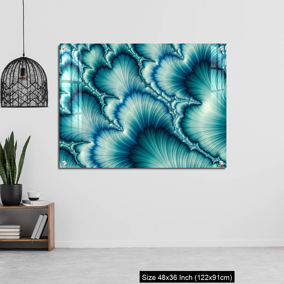 OMGs Acrylic Wall Decor – Aqua and Green psychedelic fractal background like floral petal - Image 6
