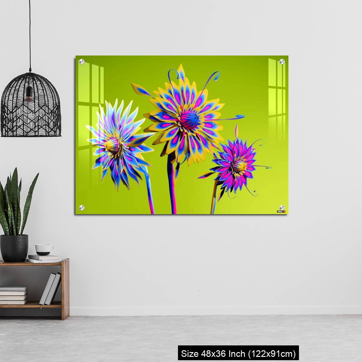 OMGs Acrylic Wall Decor – Artificial Multicolor CGI Abstract flowers_stock photo - Image 6