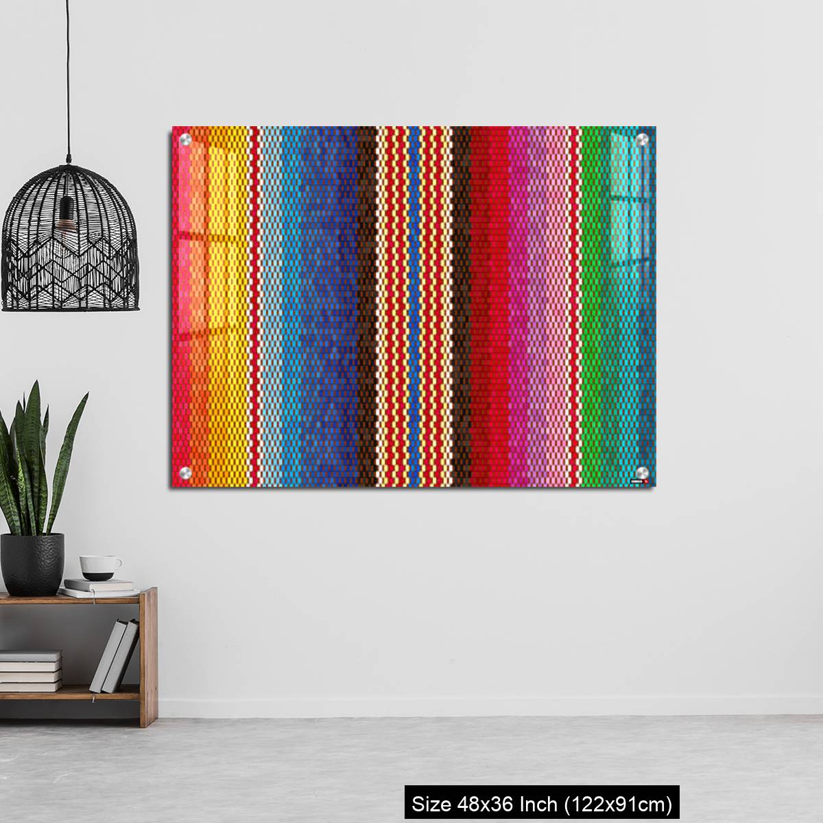OMGs Acrylic Wall Decor – Background for Cinco de Mayo party decor or ethnic mexican fabric pattern with colorful stripes. - Image 6