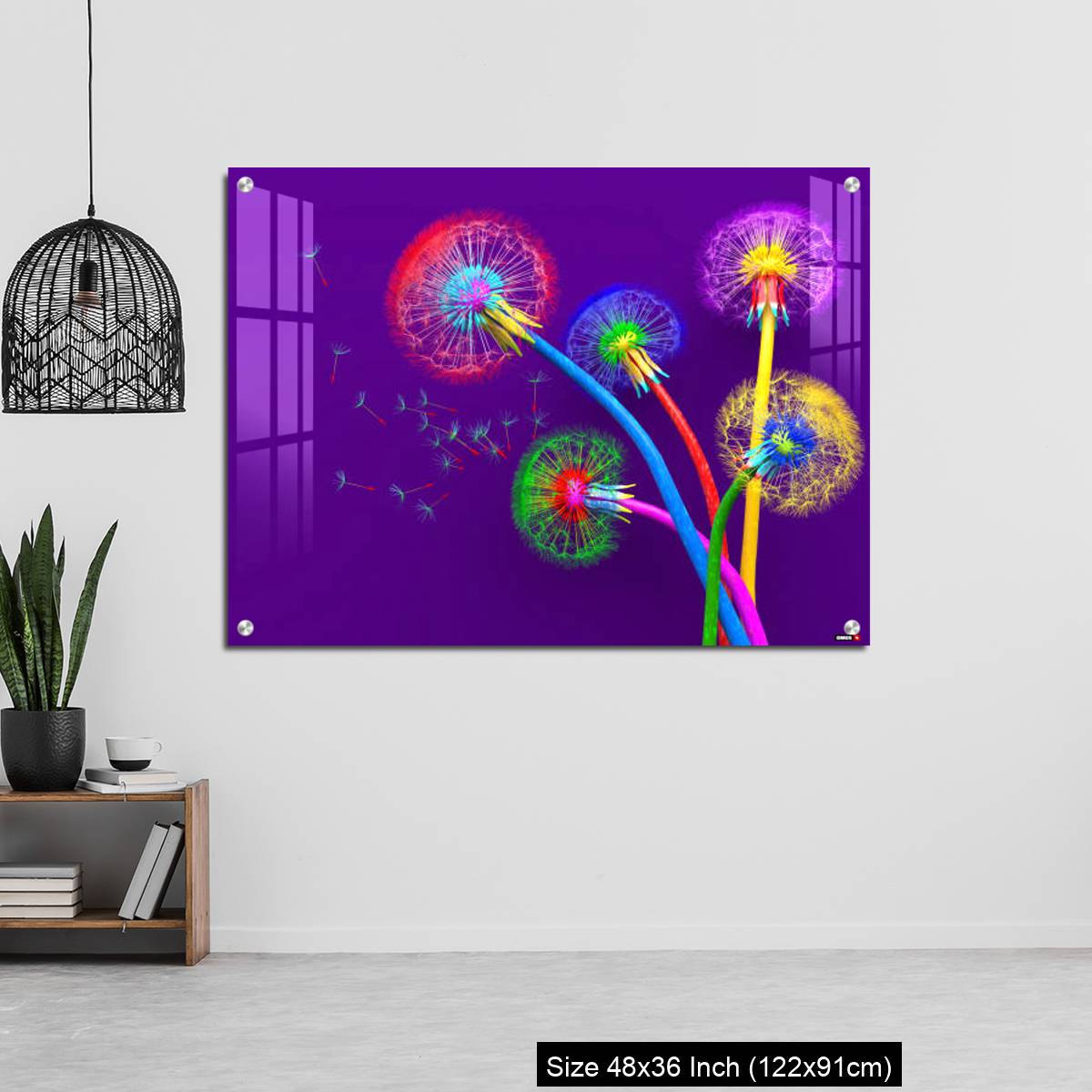 OMGs Acrylic Wall Decor – Bouquet of five flowers of blossoming dandelions of unusual colorful colors - Image 6