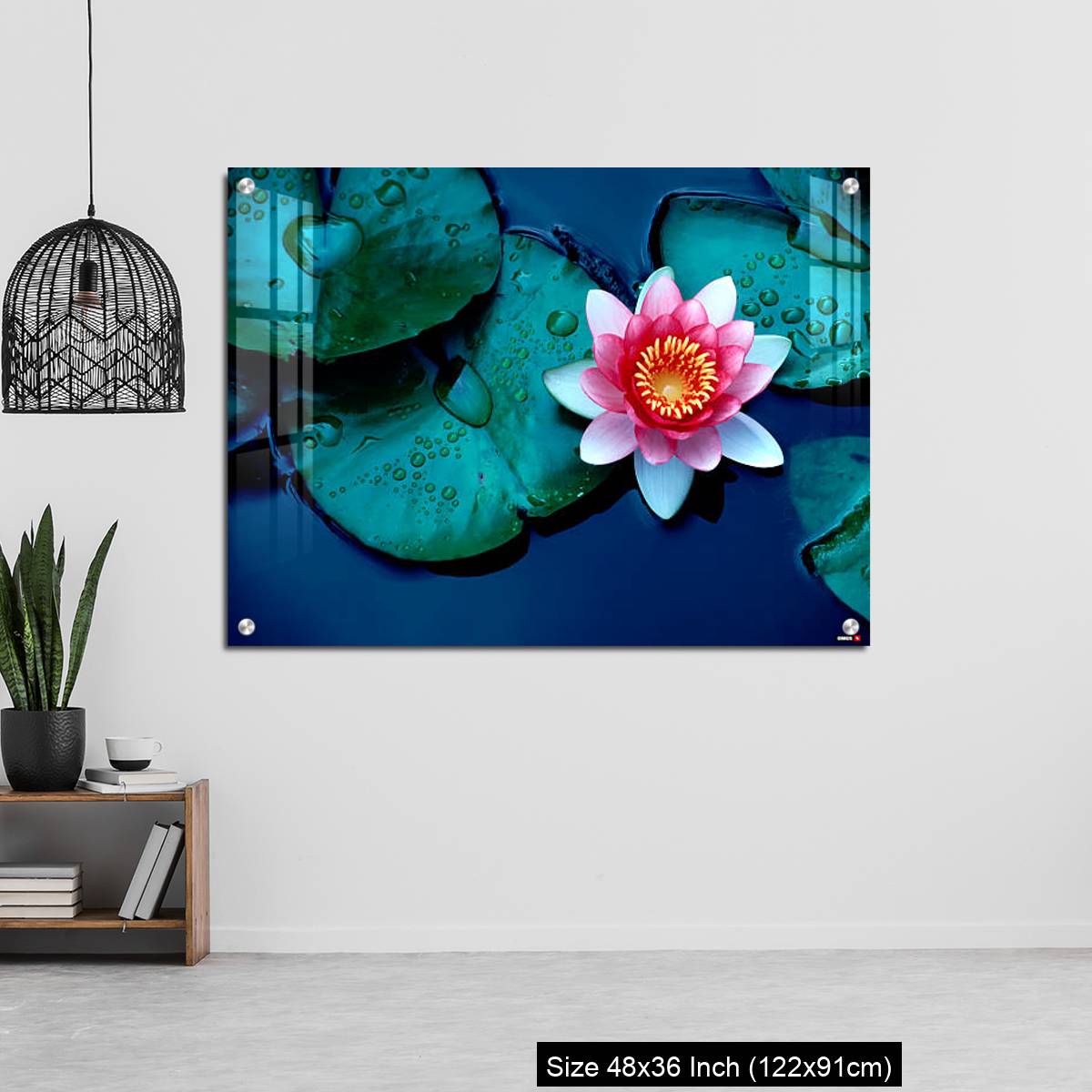OMGs Acrylic Wall Decor – Brightly colored water lily floating on a stil pond - Image 6