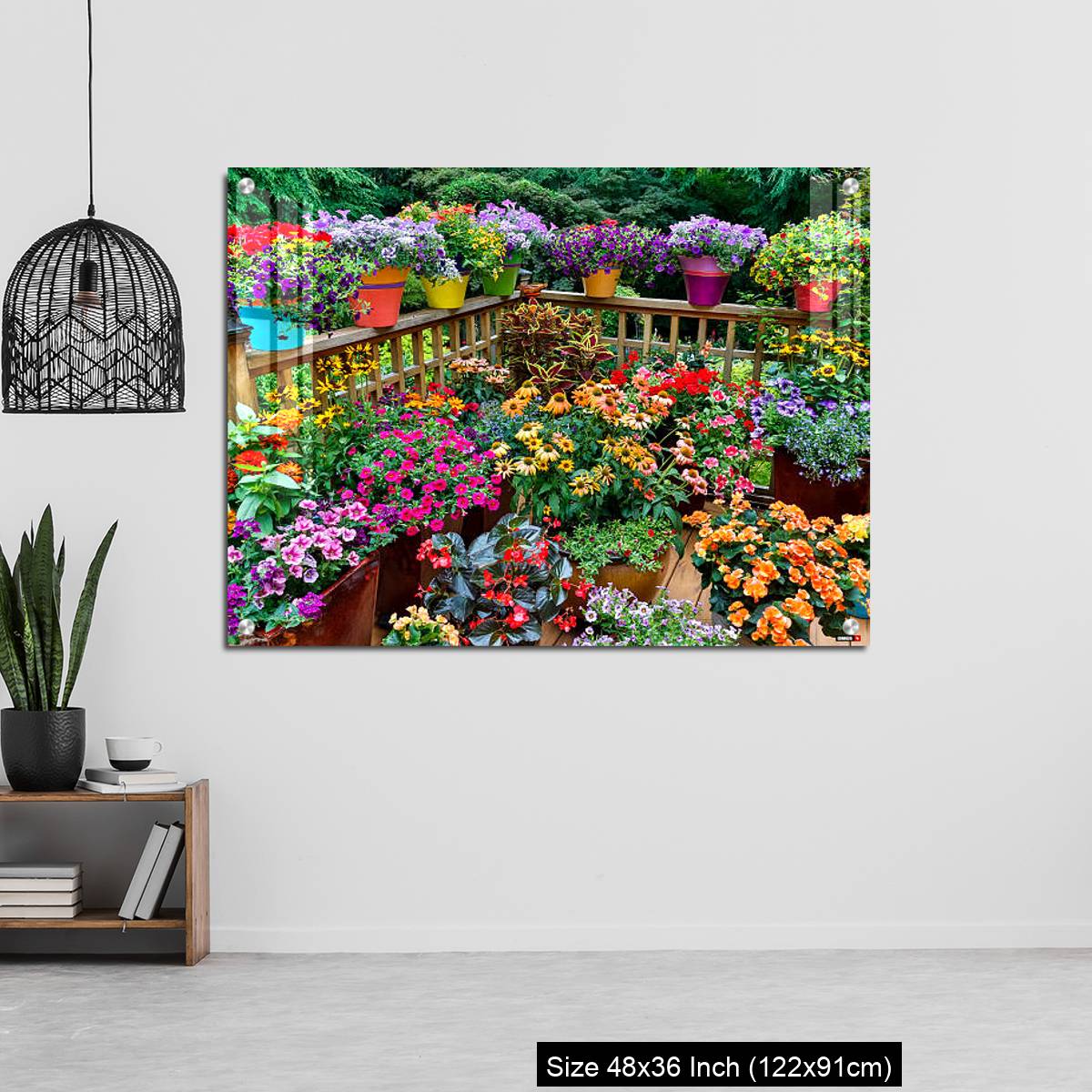OMGs Acrylic Wall Decor – Colorful flowers and pots on deck - Image 6