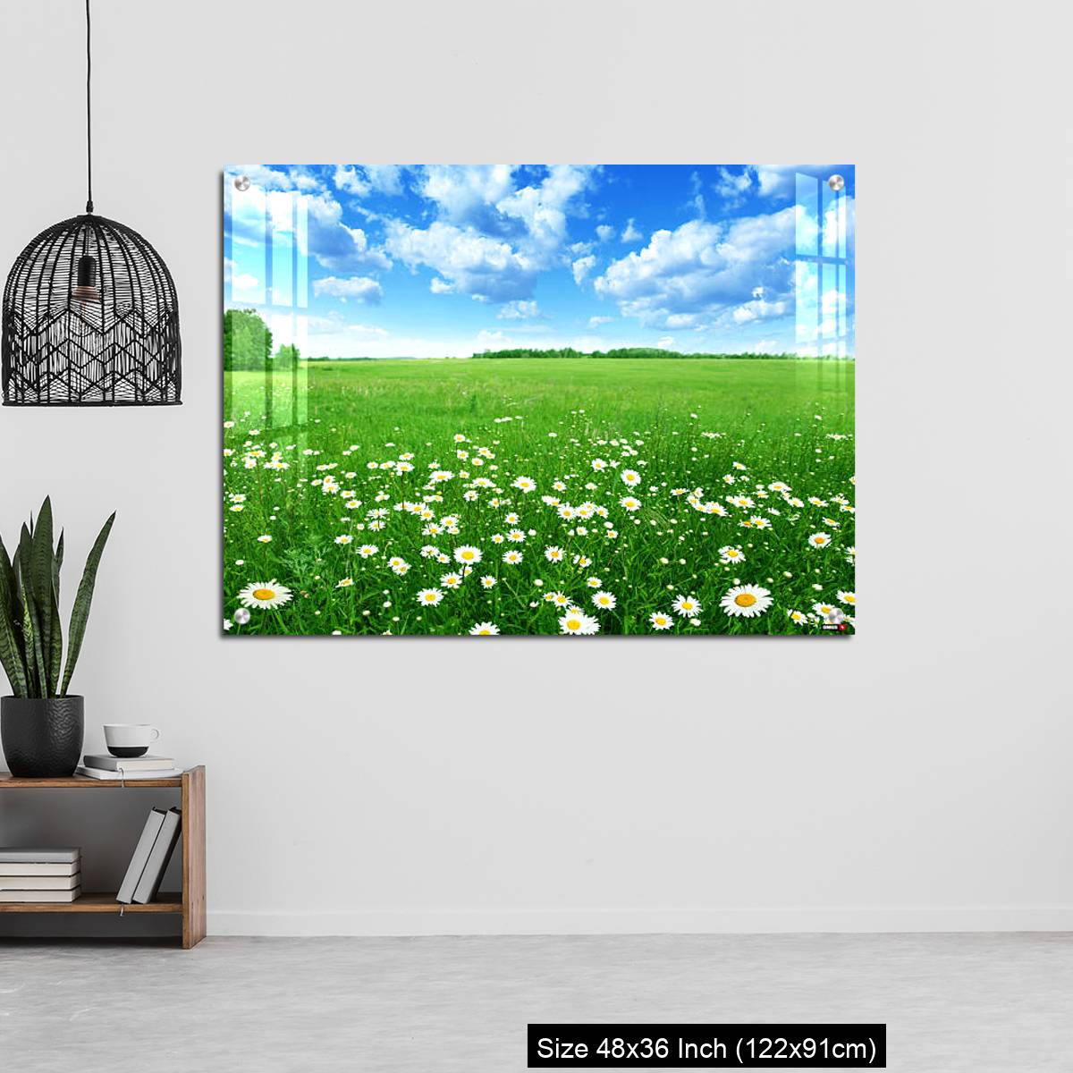 OMGs Acrylic Wall Decor – Field with white daisies under blue sky. - Image 6