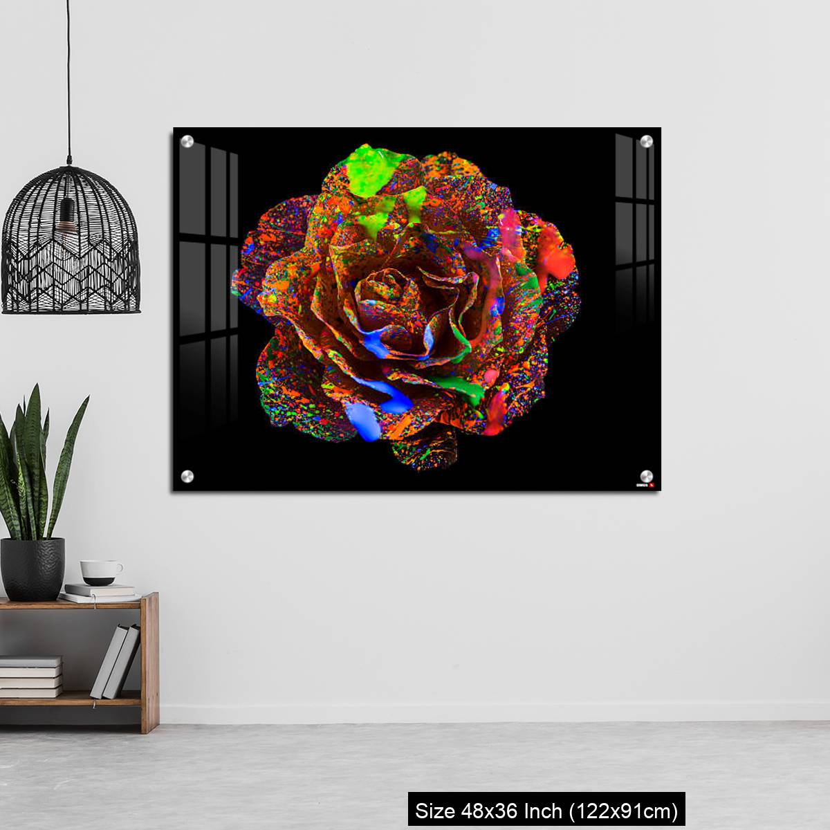 OMGs Acrylic Wall Decor – Flower on Color ink illuminating with black light - Image 6