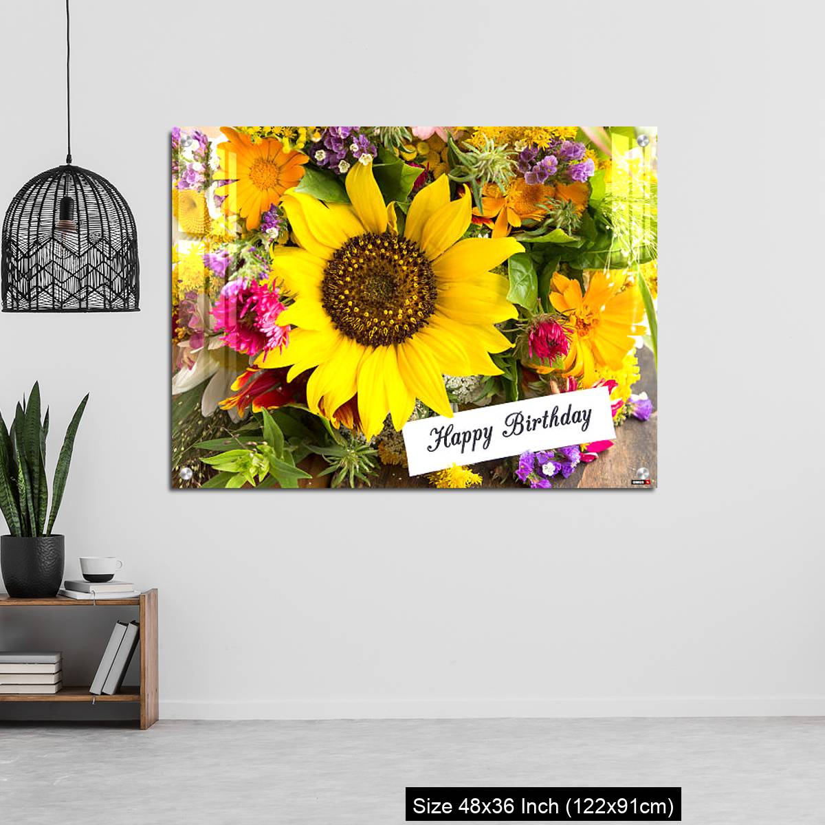 OMGs Acrylic Wall Decor – Happy Birthday Card with Bouquet of Summer Flowers - Image 6