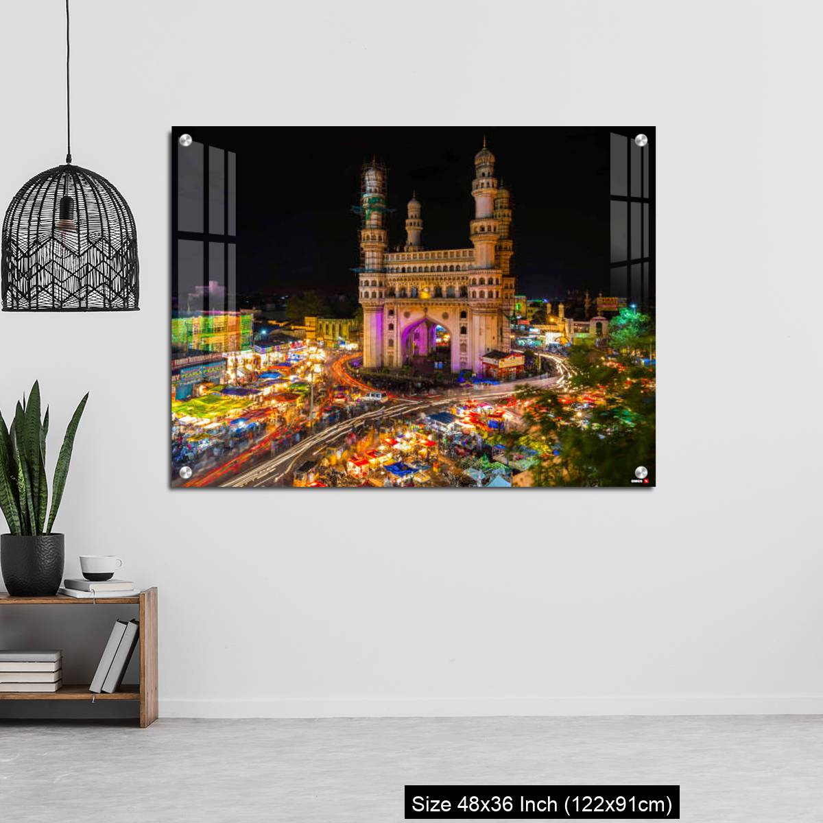 OMGs Acrylic Wall Decor – High Wide Angle View of Charminar in the Night - Image 6
