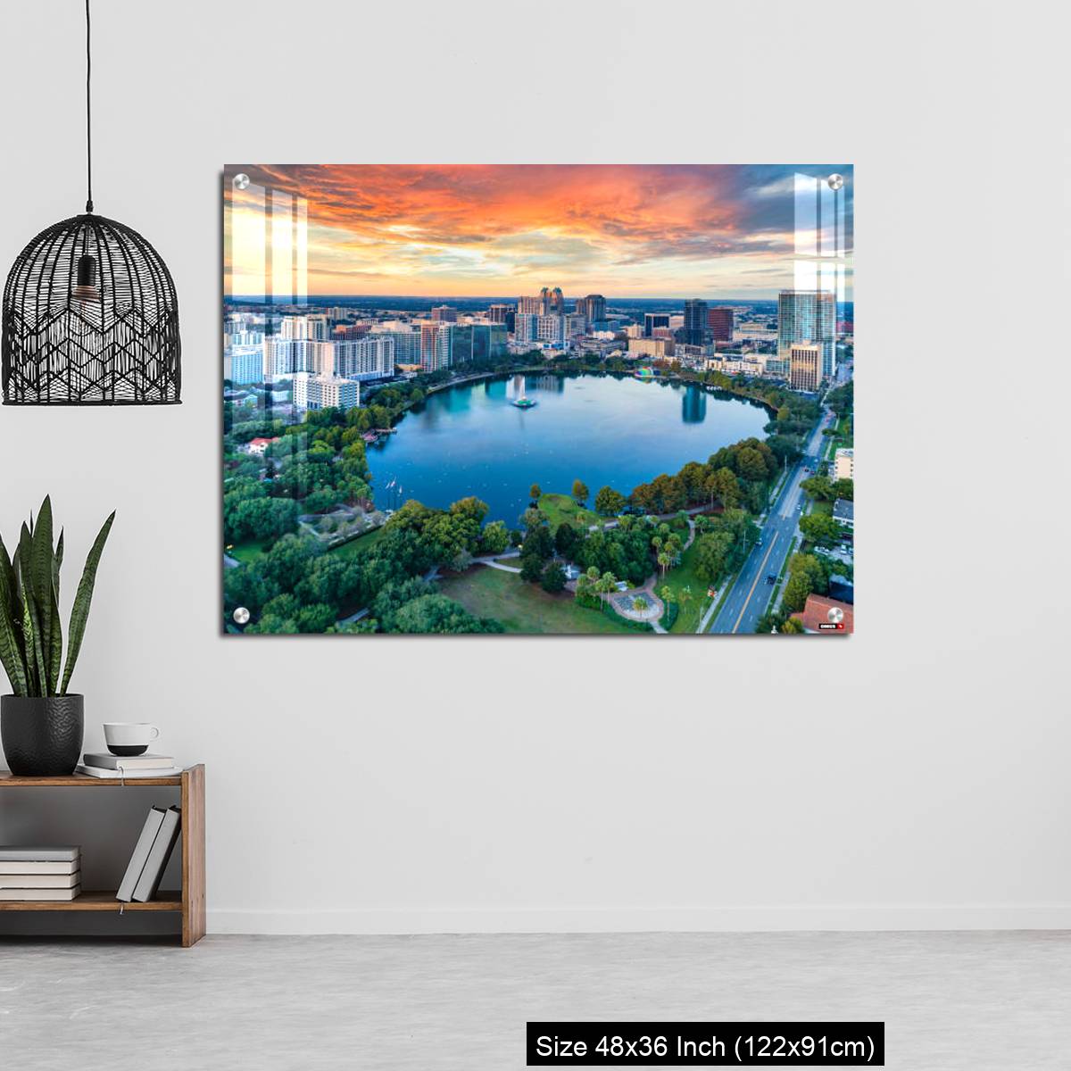 OMGs Acrylic Wall Decor – Orlando, Florida, USA Downtown Drone Skyline Aerial - Image 6