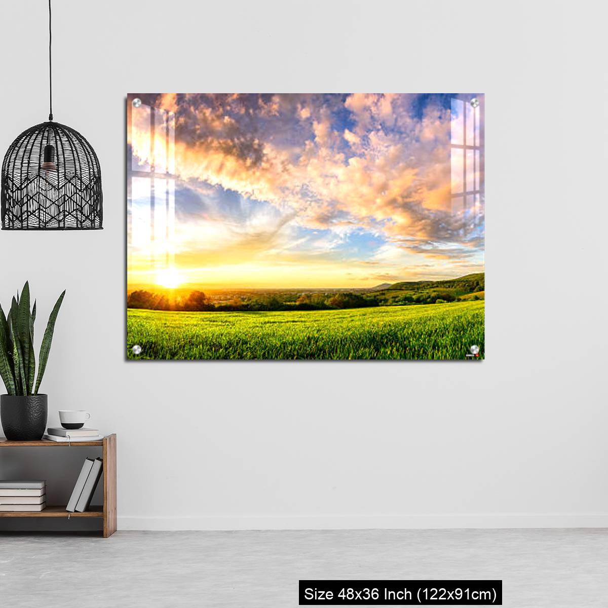OMGs Acrylic Wall Decor – Panorama of colourful sunset on a green meadow - Image 6