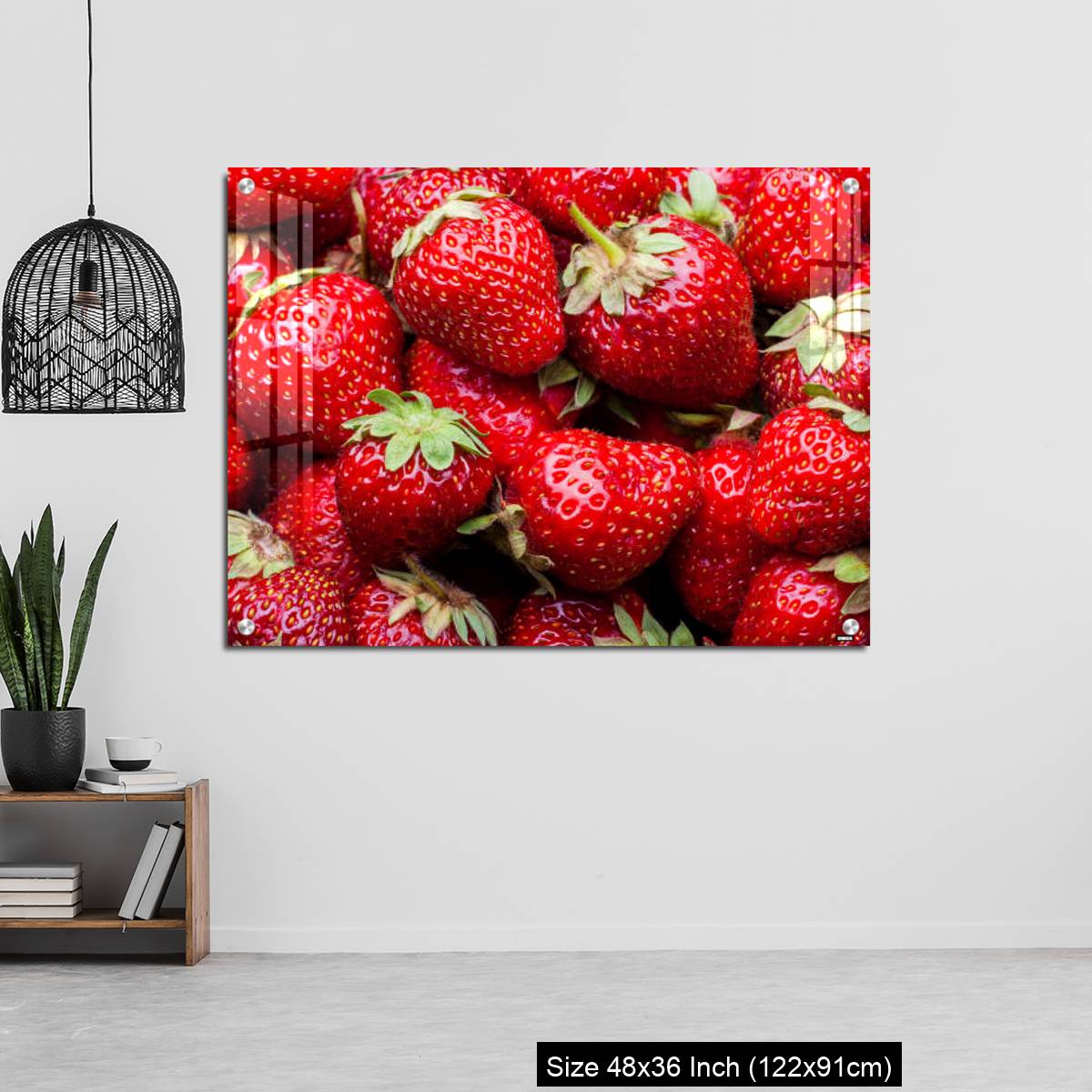 OMGs Acrylic Wall Decor – Ripe organic strawberries full frame background - Image 6